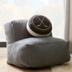 Best Bouclair Shaped Cushion with Hockey Sticks