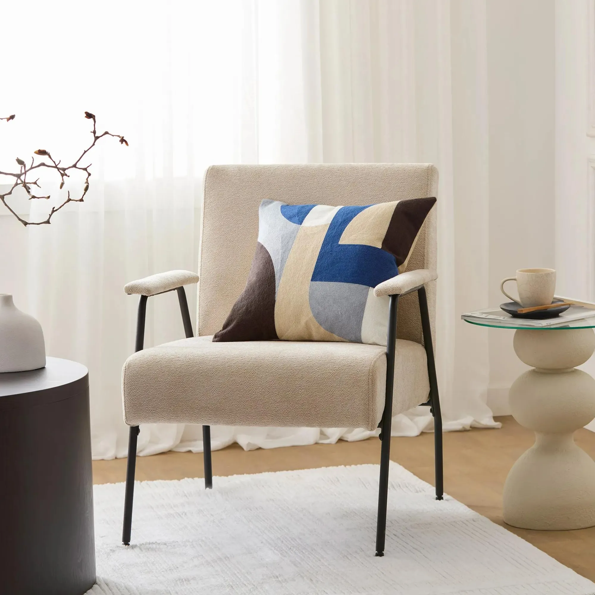 New Bouclair Side Table with Glass Top