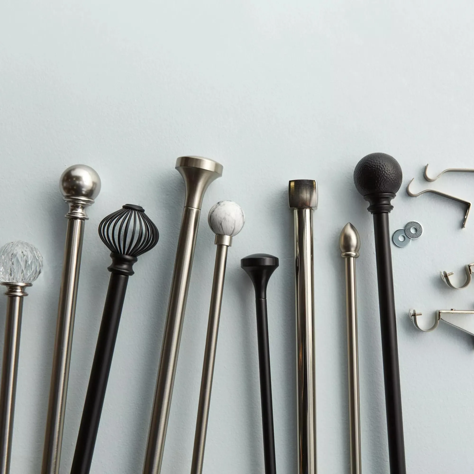 Bouclair Silver Melbourne Curtain Rod Set - Diameter 25mm