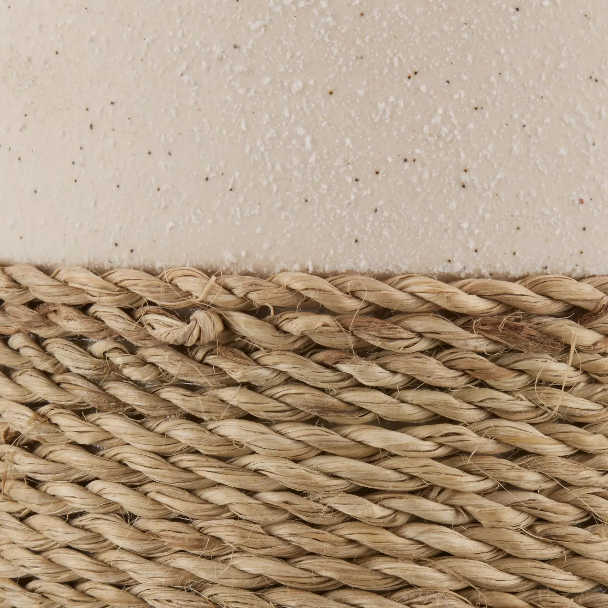 Clearance Bouclair Speckled Ceramic and Rattan Vase