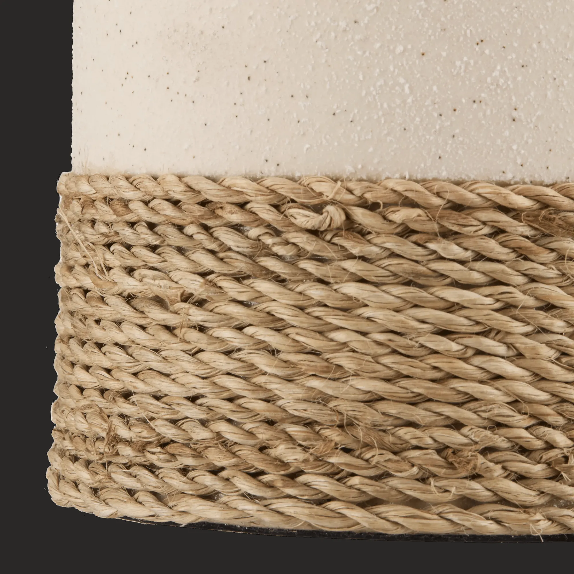 Clearance Bouclair Speckled Ceramic and Rattan Vase