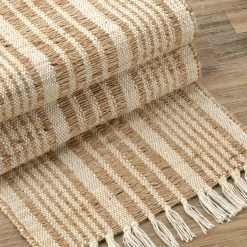 Hot Bouclair Striped Natural Table Runner