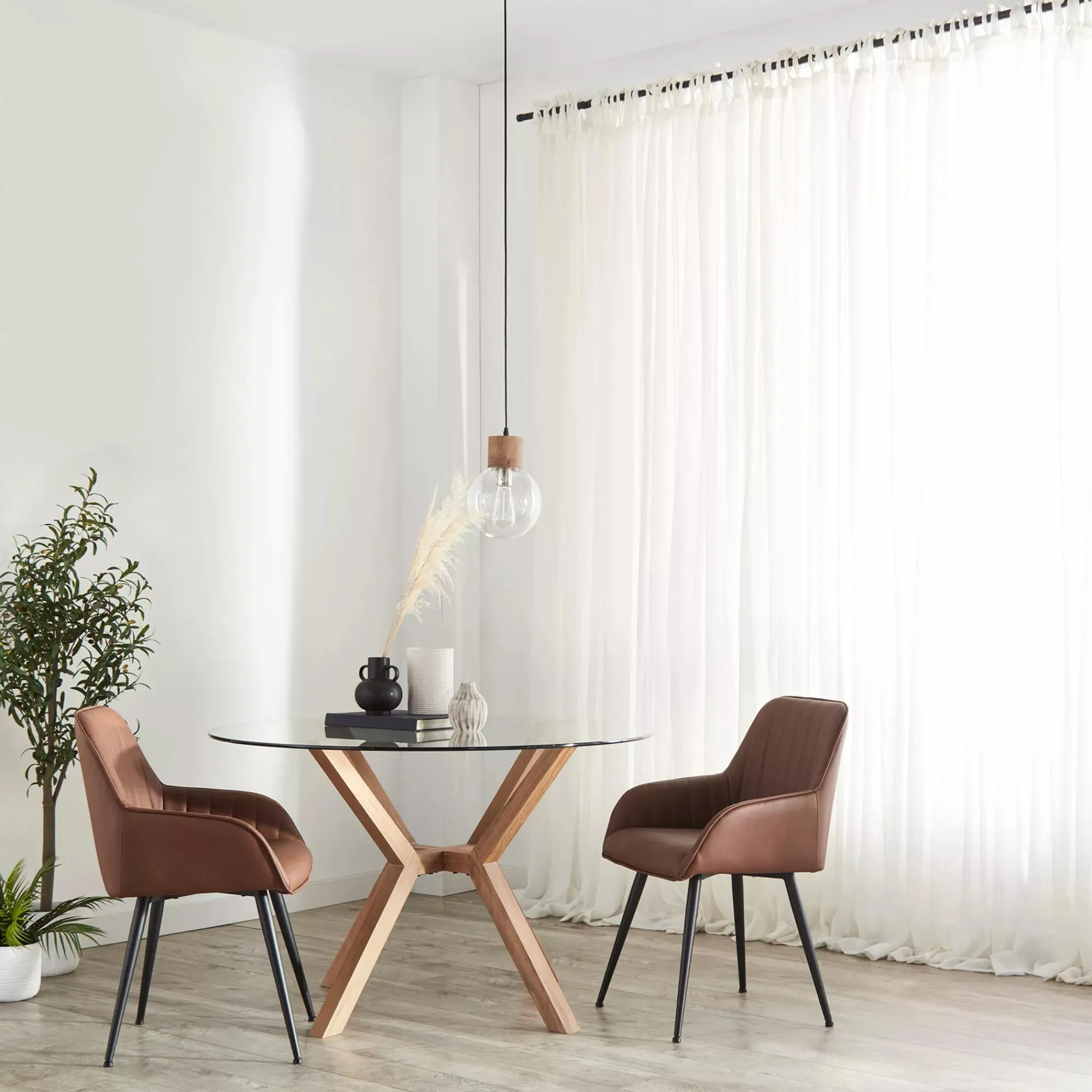 New Bouclair Textured Faux Leather and Metal Dining Chair