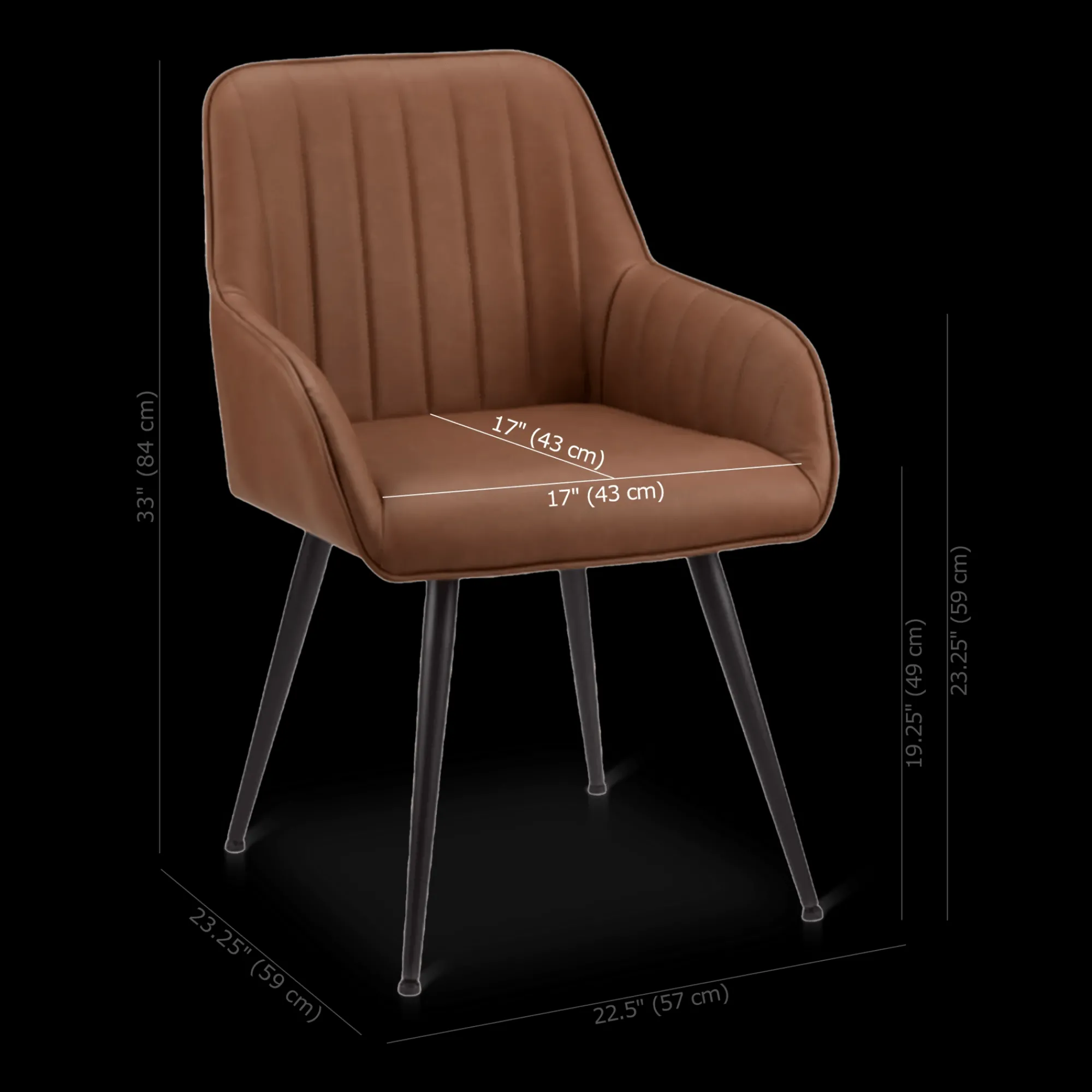 New Bouclair Textured Faux Leather and Metal Dining Chair