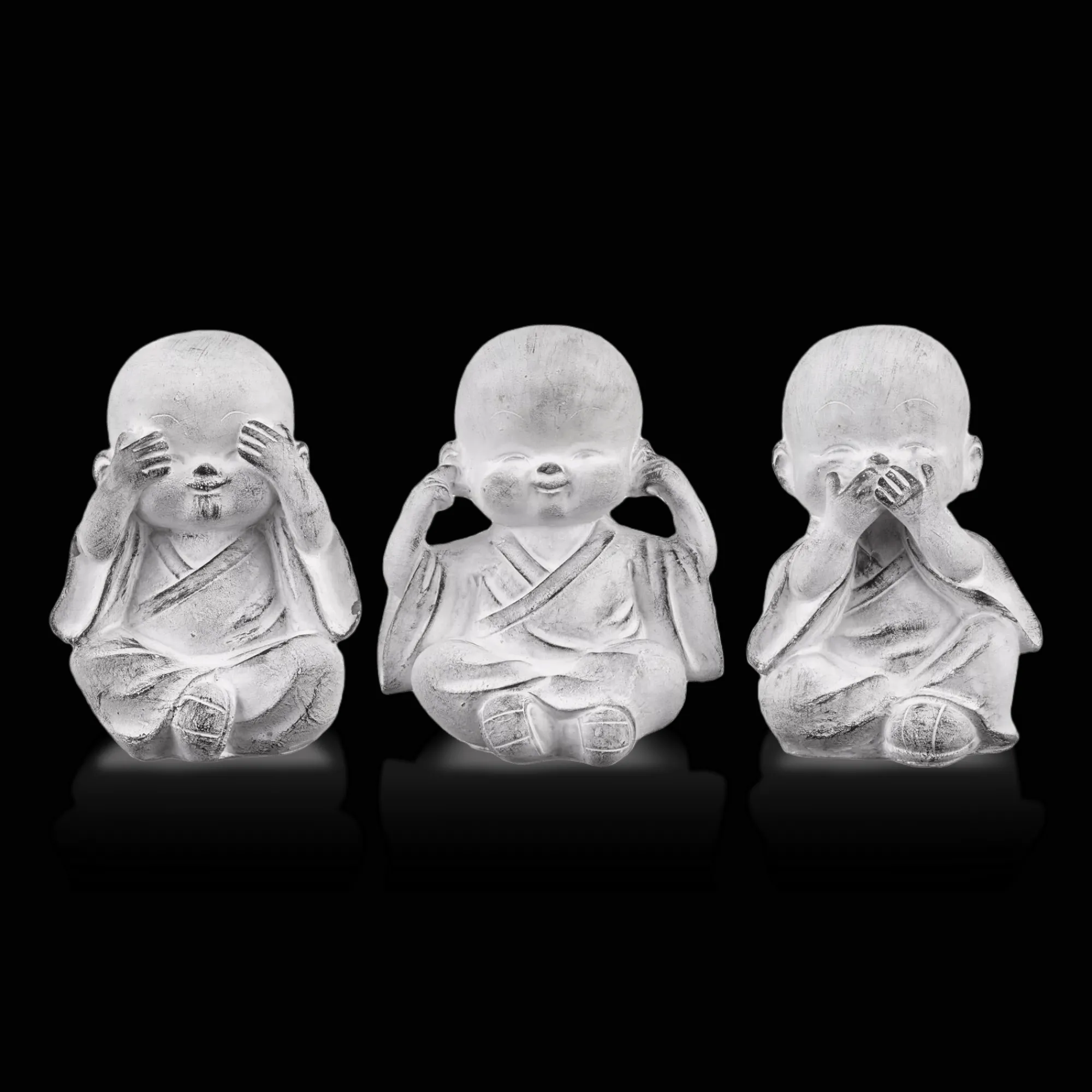 Online Bouclair Three Wise Buddha Cement Statuettes
