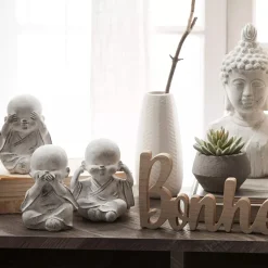 Online Bouclair Three Wise Buddha Cement Statuettes