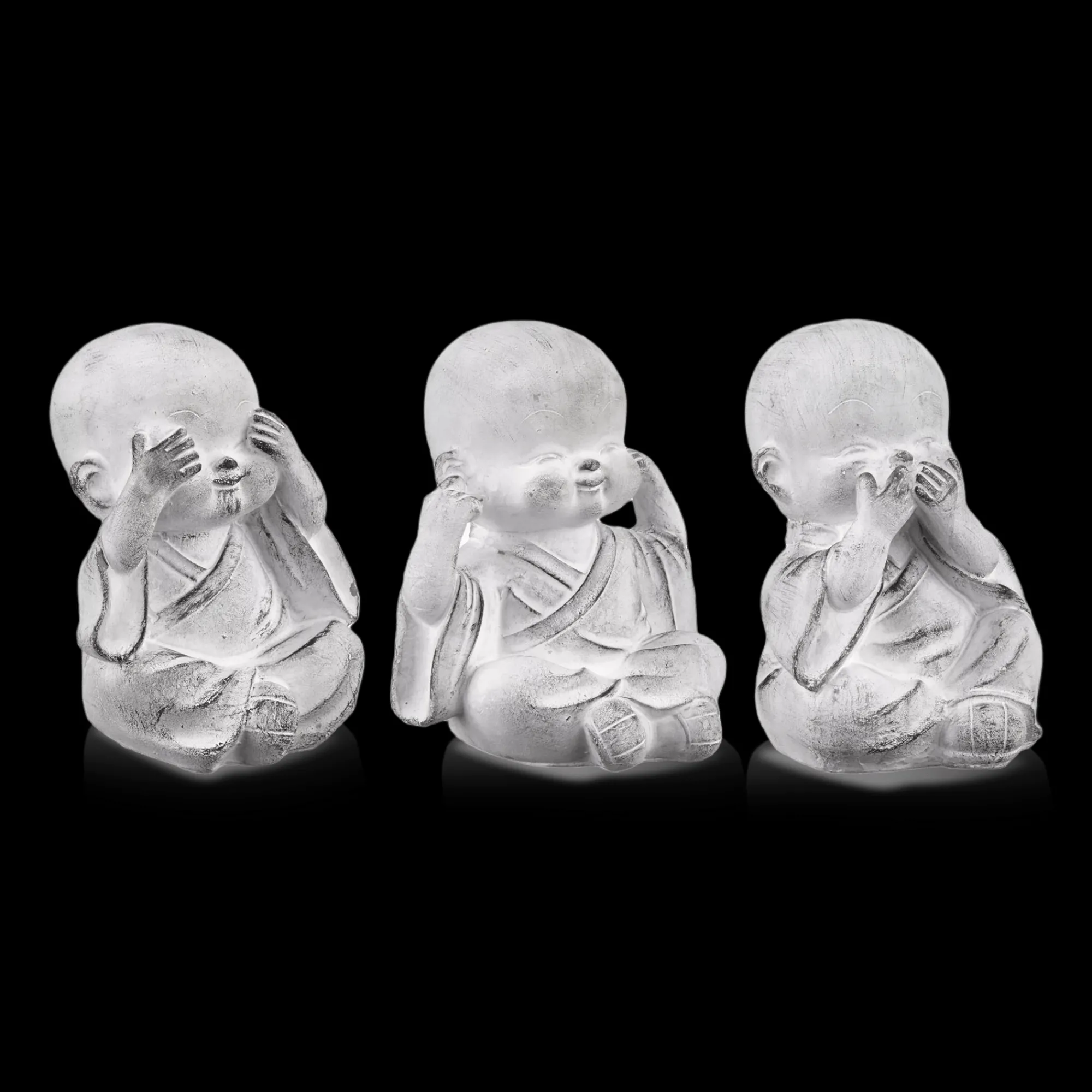 Online Bouclair Three Wise Buddha Cement Statuettes