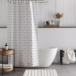 Clearance Bouclair White Bathmat with Black Stripes