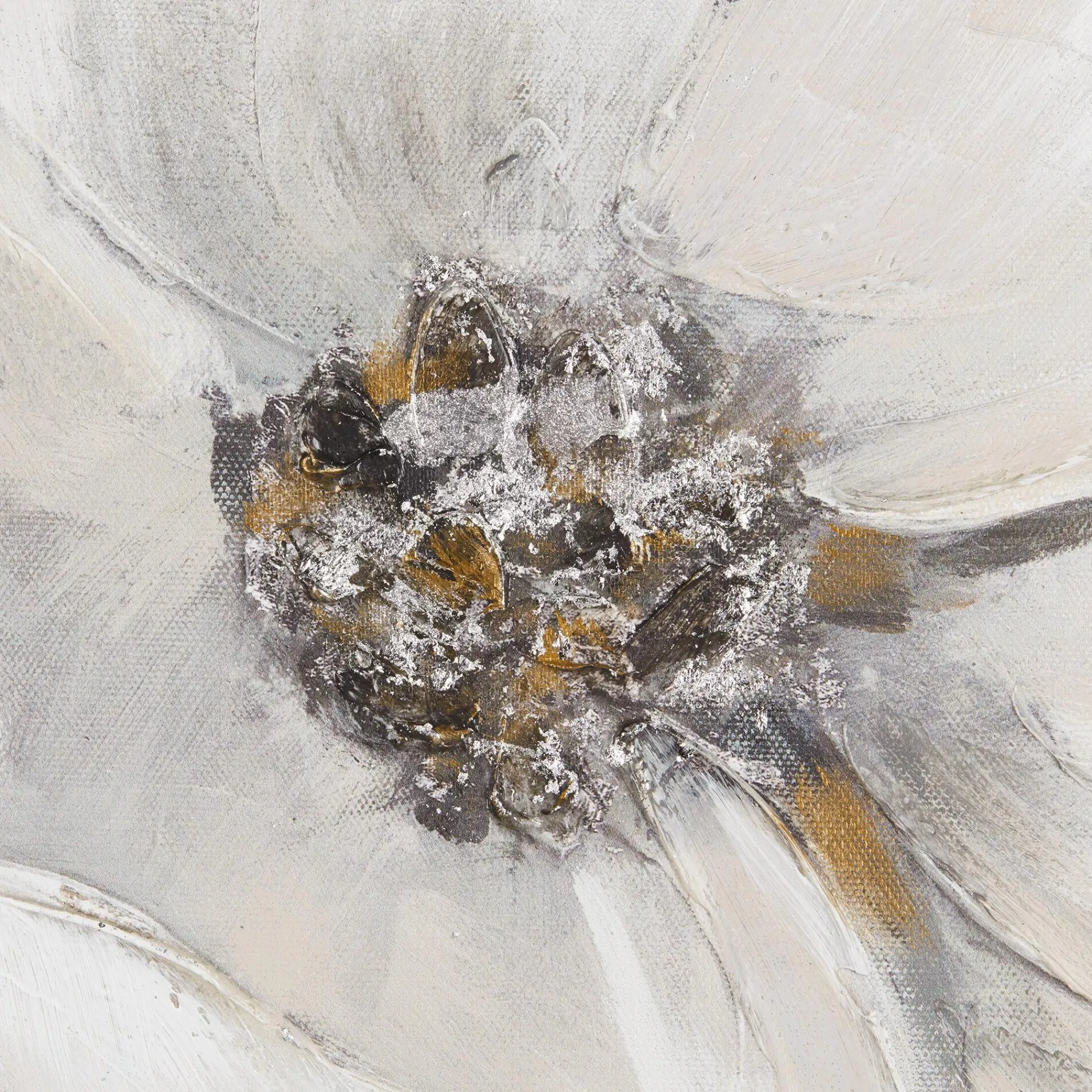 New Bouclair White Blossom Printed Canvas with Gel-Embellishments