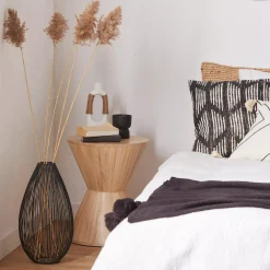 Outlet Bouclair White Ceramic Oval Vase with Rope on Handles