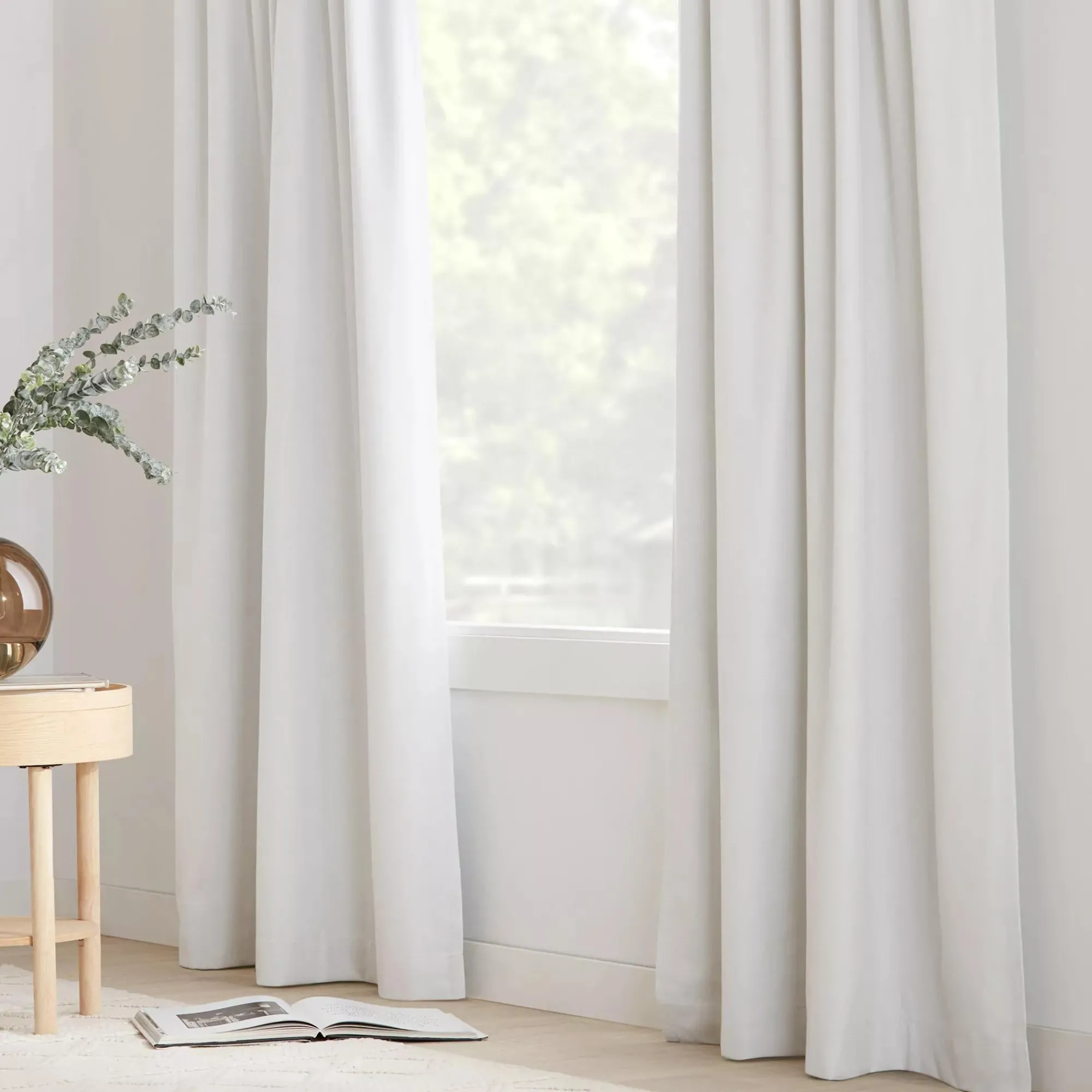 New Bouclair White Chita Back Tab Blackout Curtain