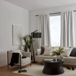 New Bouclair White Chita Back Tab Blackout Curtain