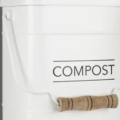 New Bouclair White Compost Rustic Metal Bin