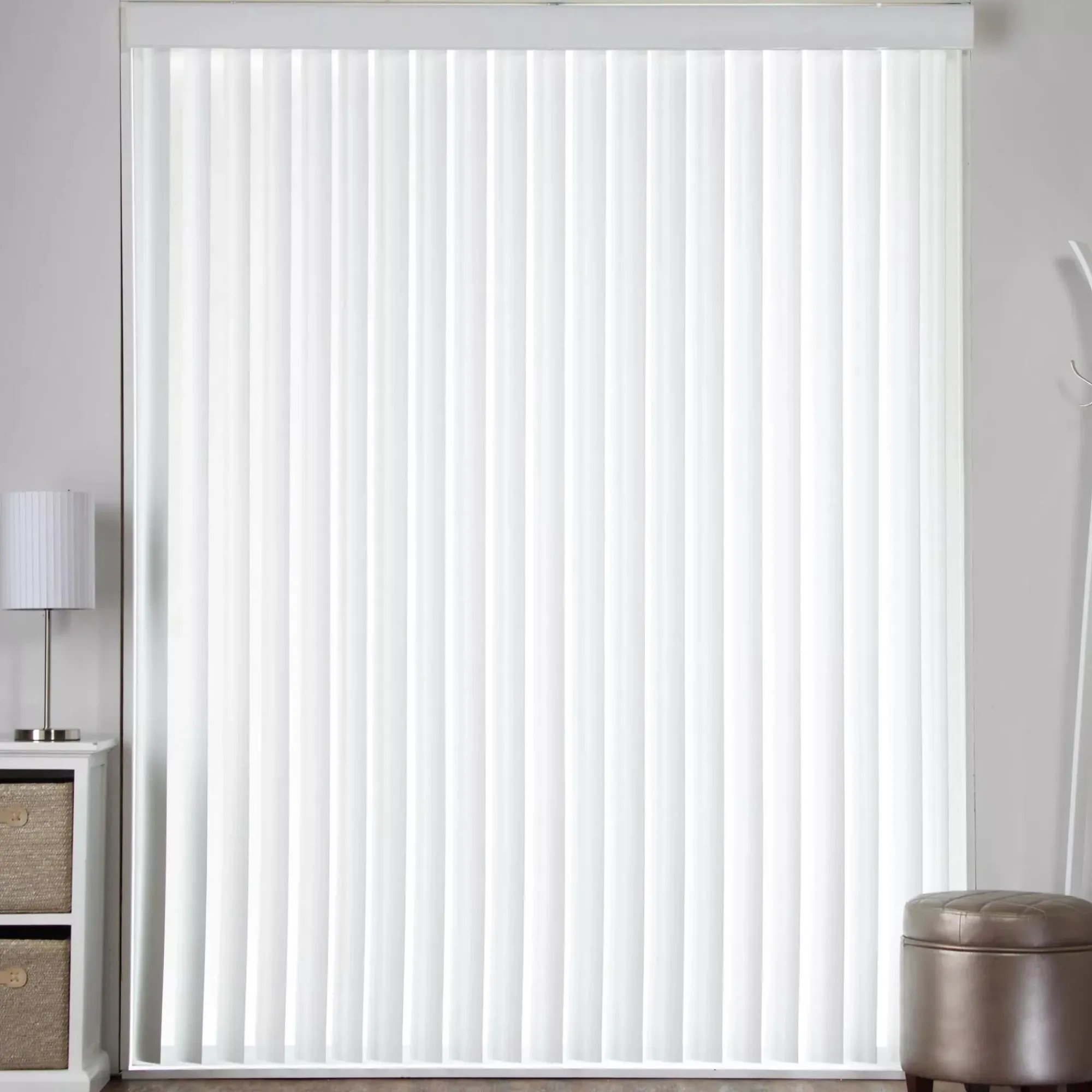 New Bouclair White Faux Wood Vertical Patio Blind