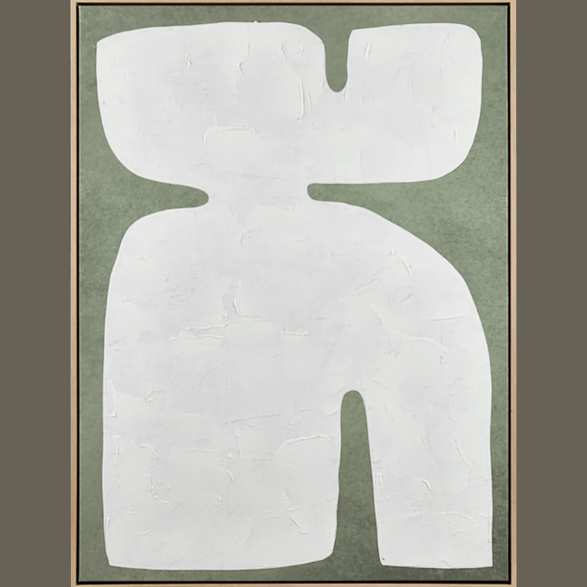 Best Bouclair White Form on Green Framed Art