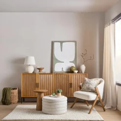 Best Bouclair White Form on Green Framed Art