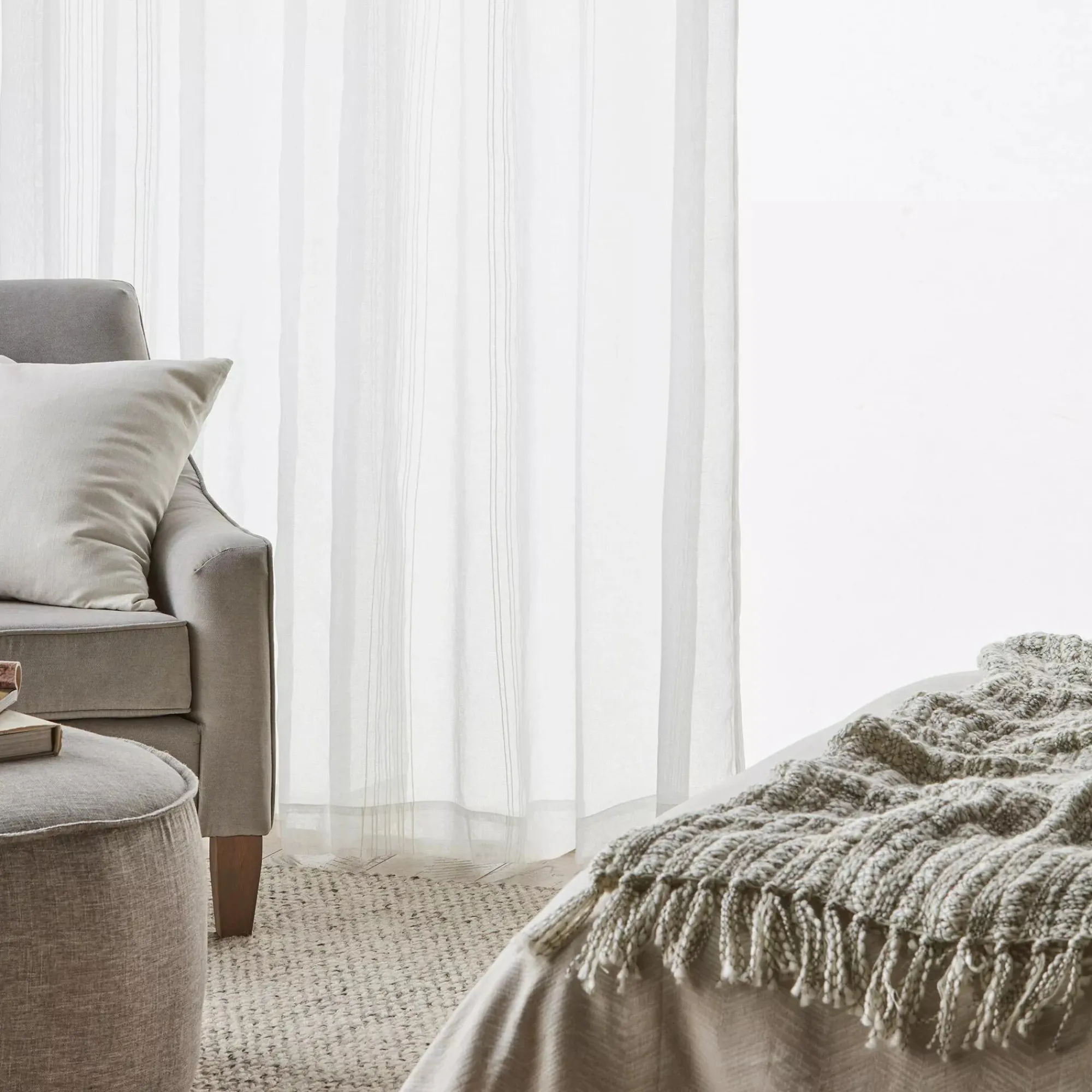 Best Bouclair White Gusta Embroidered Curtain