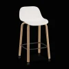New Bouclair White Plastic and Wood Metal Veneer Counter Stool