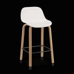 New Bouclair White Plastic and Wood Metal Veneer Counter Stool