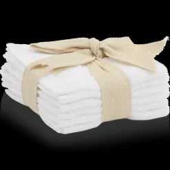 Online Bouclair White Set of 6 Large Washcloths