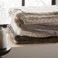 Clearance Bouclair White Sheep Faux Fur Throw