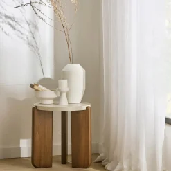 Sale Bouclair White Short Ribbed Candle