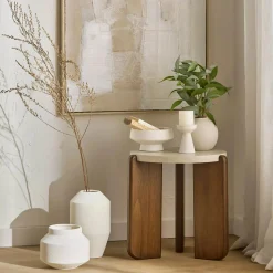 Sale Bouclair White Short Ribbed Candle