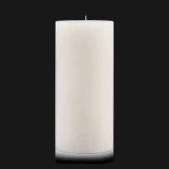 Discount Bouclair White Tall Ribbed Candle
