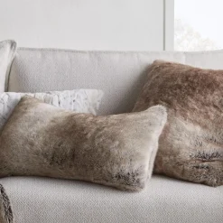 New Bouclair Wolf Faux Fur Decorative Lumbar Pillow