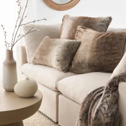 New Bouclair Wolf Faux Fur Decorative Lumbar Pillow