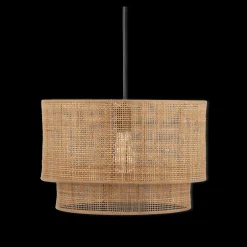 New Bouclair Wood & Rattan Ceiling Lamp