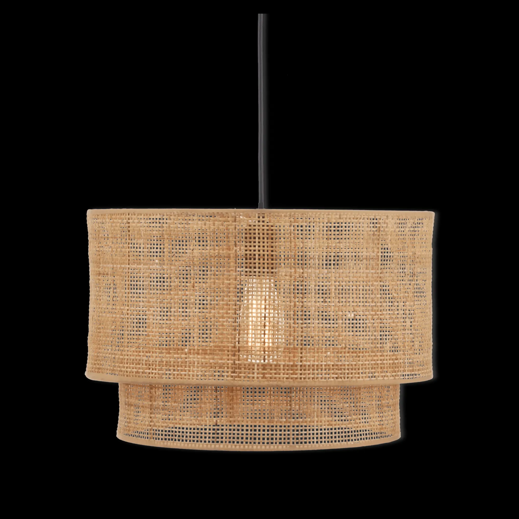 New Bouclair Wood & Rattan Ceiling Lamp