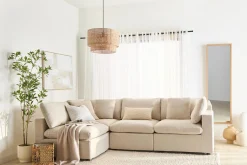 New Bouclair Wood & Rattan Ceiling Lamp