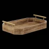 Hot Bouclair Wood Rectangular Tray with Handles