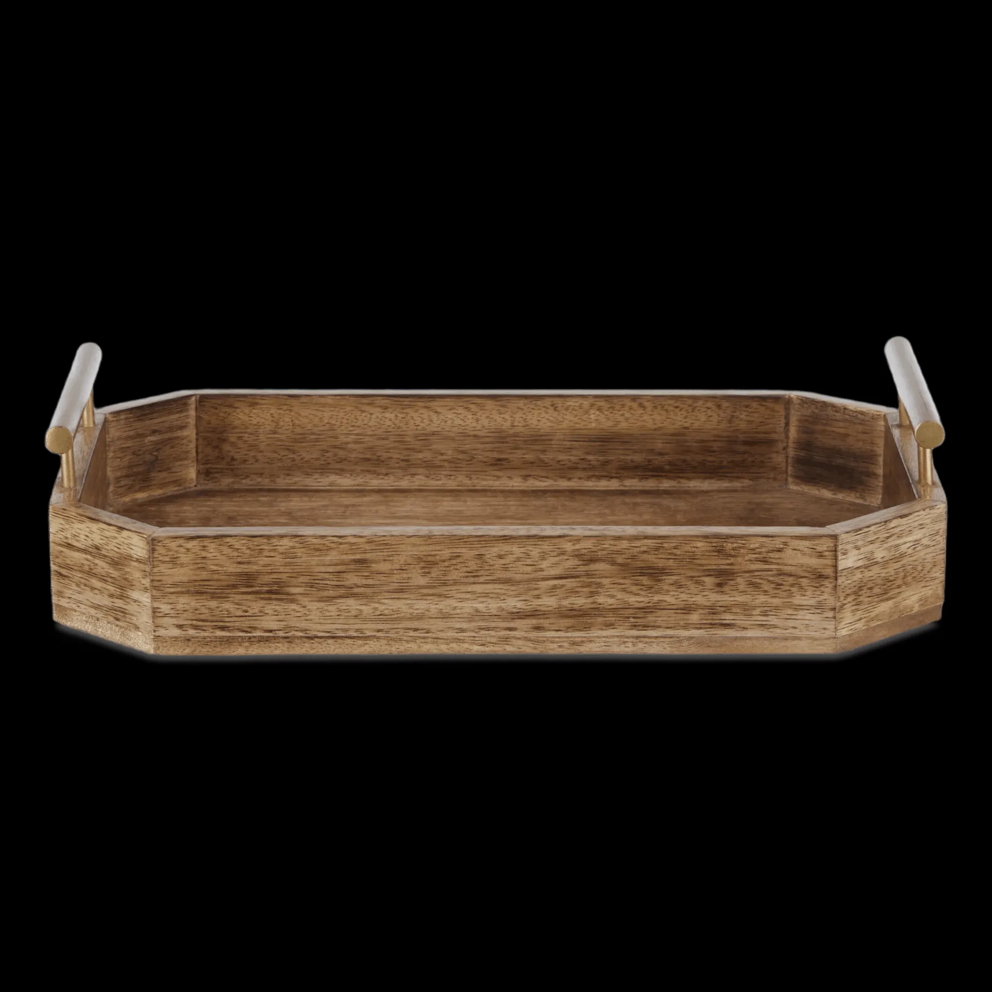 Hot Bouclair Wood Rectangular Tray with Handles