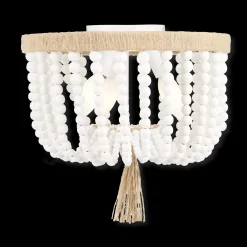 Hot Bouclair Wooden Bead and Tassel Ceiling Lamp