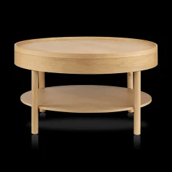 Bouclair Wooden Round Coffee Table with Lift Top