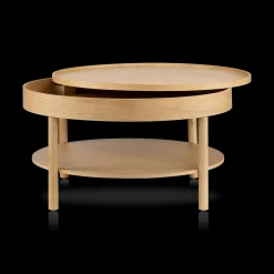 Bouclair Wooden Round Coffee Table with Lift Top