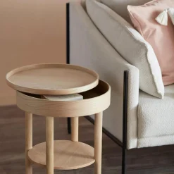 Discount Bouclair Wooden Round Side Table with Lift Top