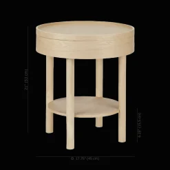 Discount Bouclair Wooden Round Side Table with Lift Top