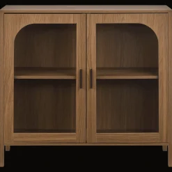 New Bouclair Wooden Veneer Buffet with Glass Doors