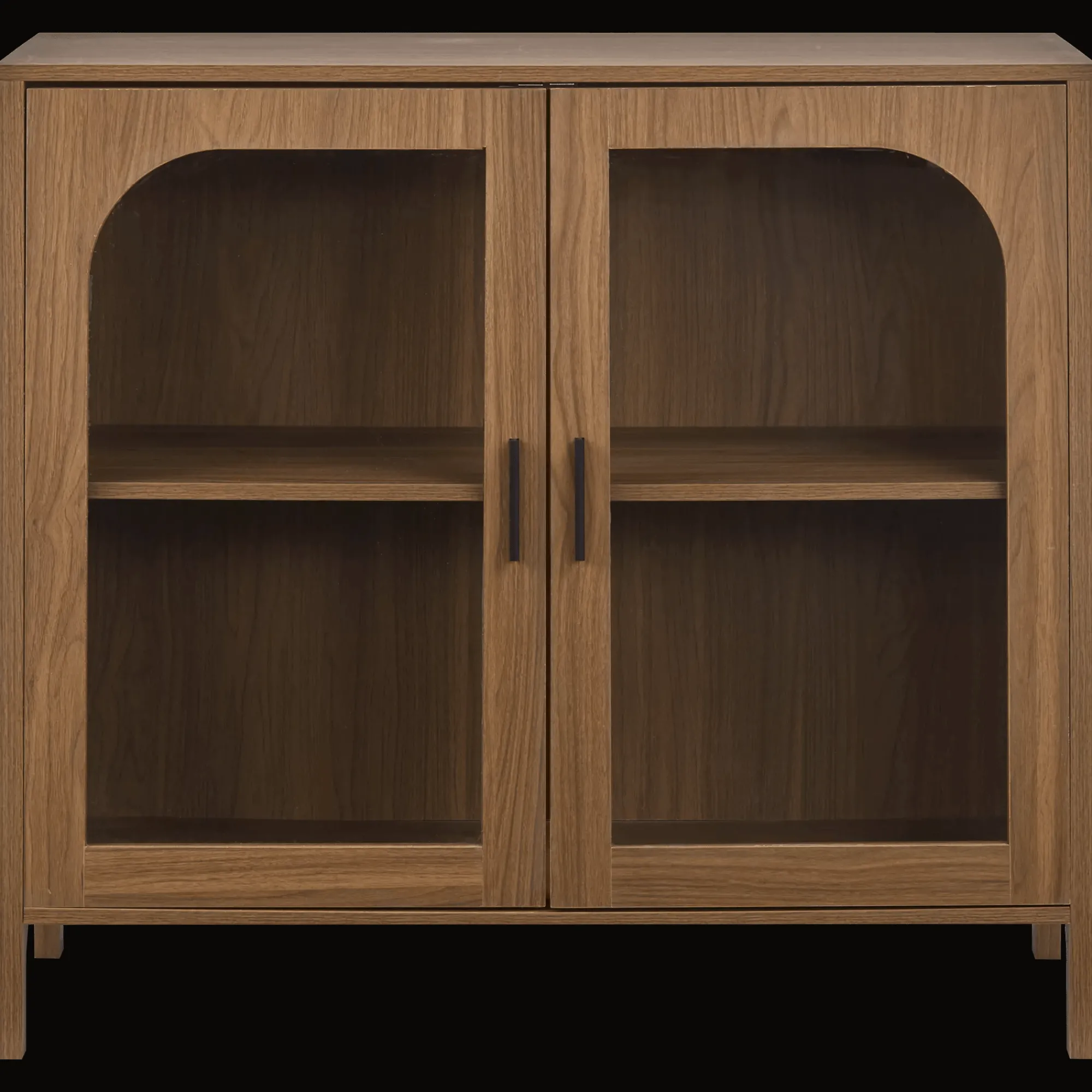 New Bouclair Wooden Veneer Buffet with Glass Doors