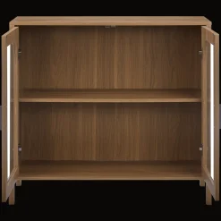 New Bouclair Wooden Veneer Buffet with Glass Doors