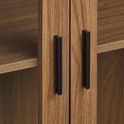 New Bouclair Wooden Veneer Buffet with Glass Doors